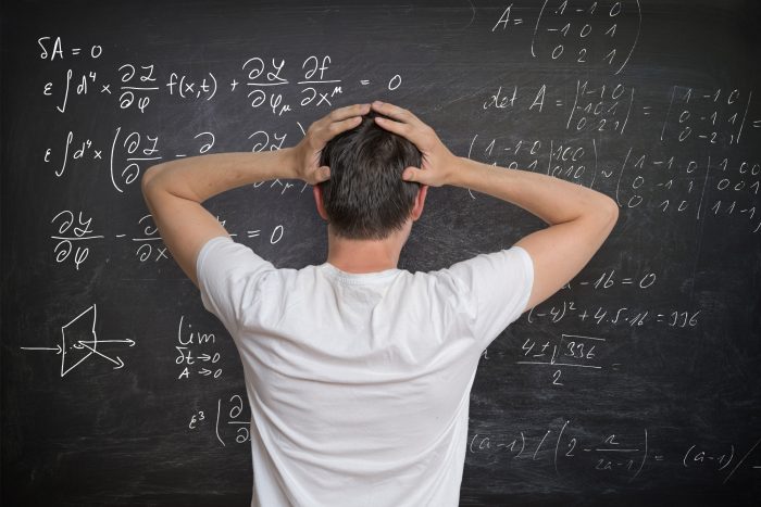 A man struggling with math